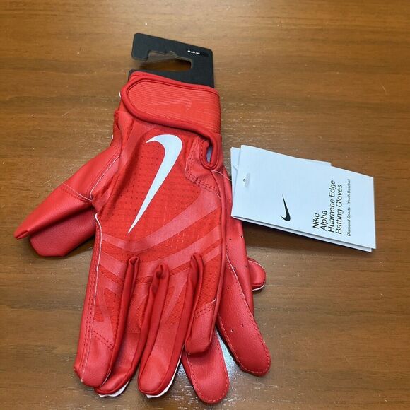 Nike Alpha Huarache Edge Red White Batting Gloves Size Medium (youth) New - Picture 11 of 11